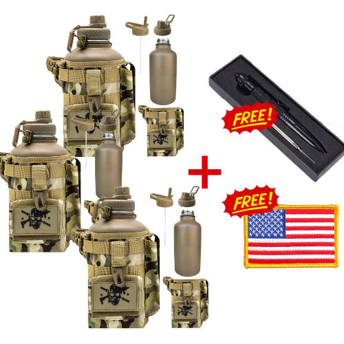 3 Chugzilla Bottles + Free Tactical Pen and US Flag Badge