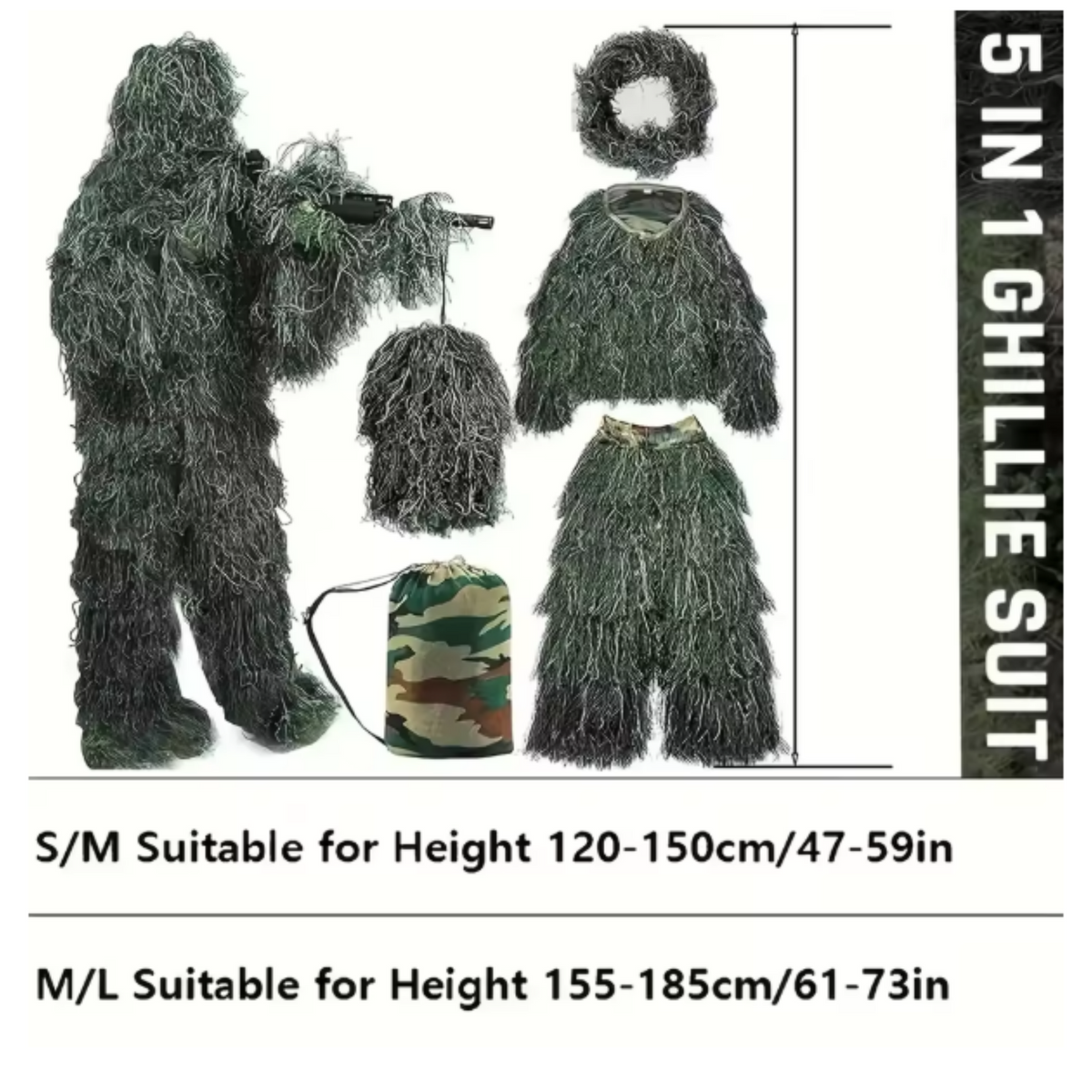 5-in-1 Ghillie Hunting Camouflage Suit