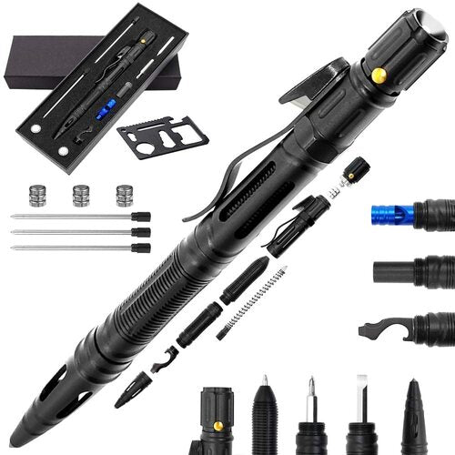 thumbnail image 2 of Whizzovate 9-in-1 Multitool Pen – Tactical Pen Gadget, Black Ink, Medium Nib – Cool Gift Set 2 of 4