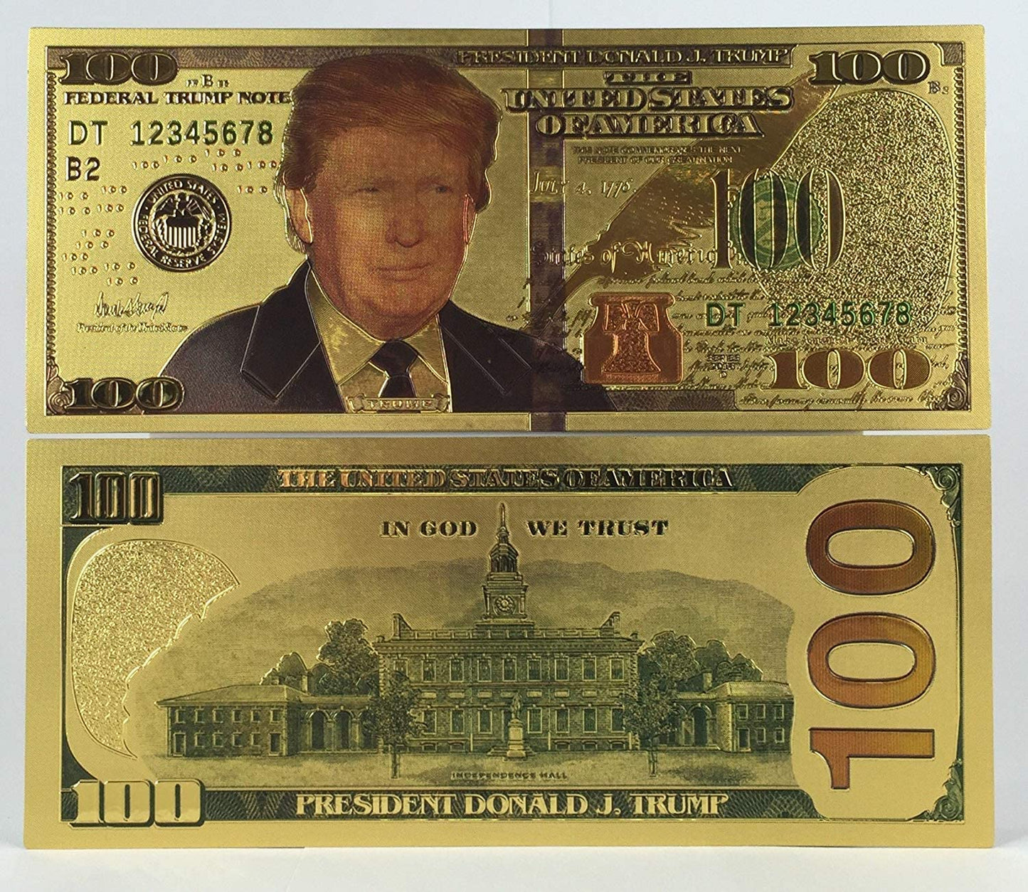 Authentic POTUS Donald Trump $100 Bill (24kt gold plated)