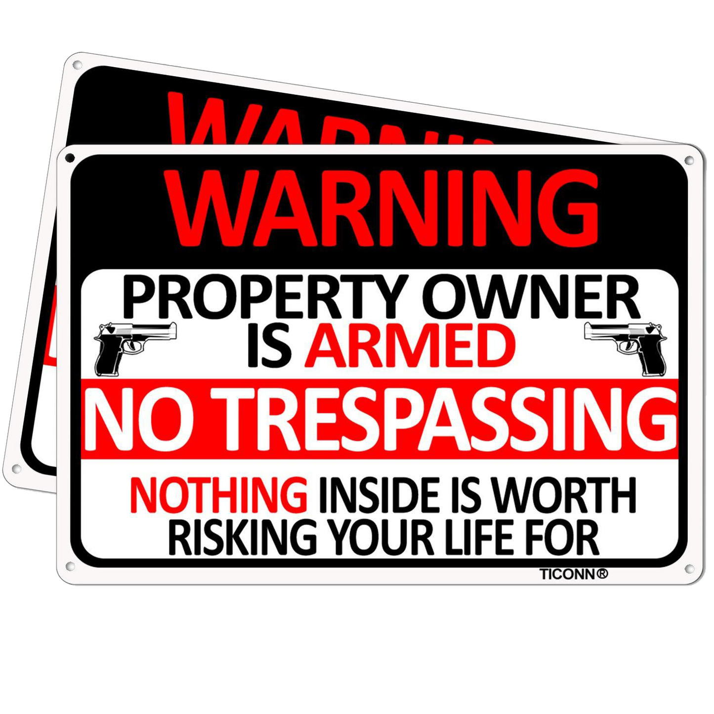 Pack 2 No Trespassing Sign Private Property Owner is Armed