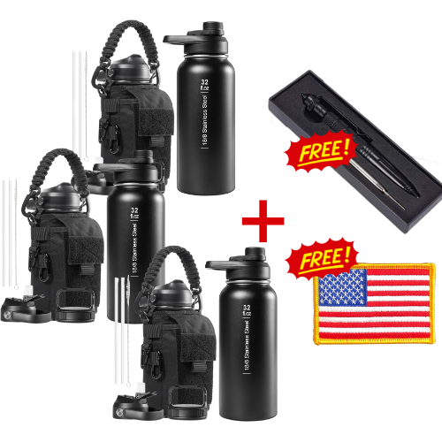 3 Chugzilla Bottles + Free Tactical Pen and US Flag Badge