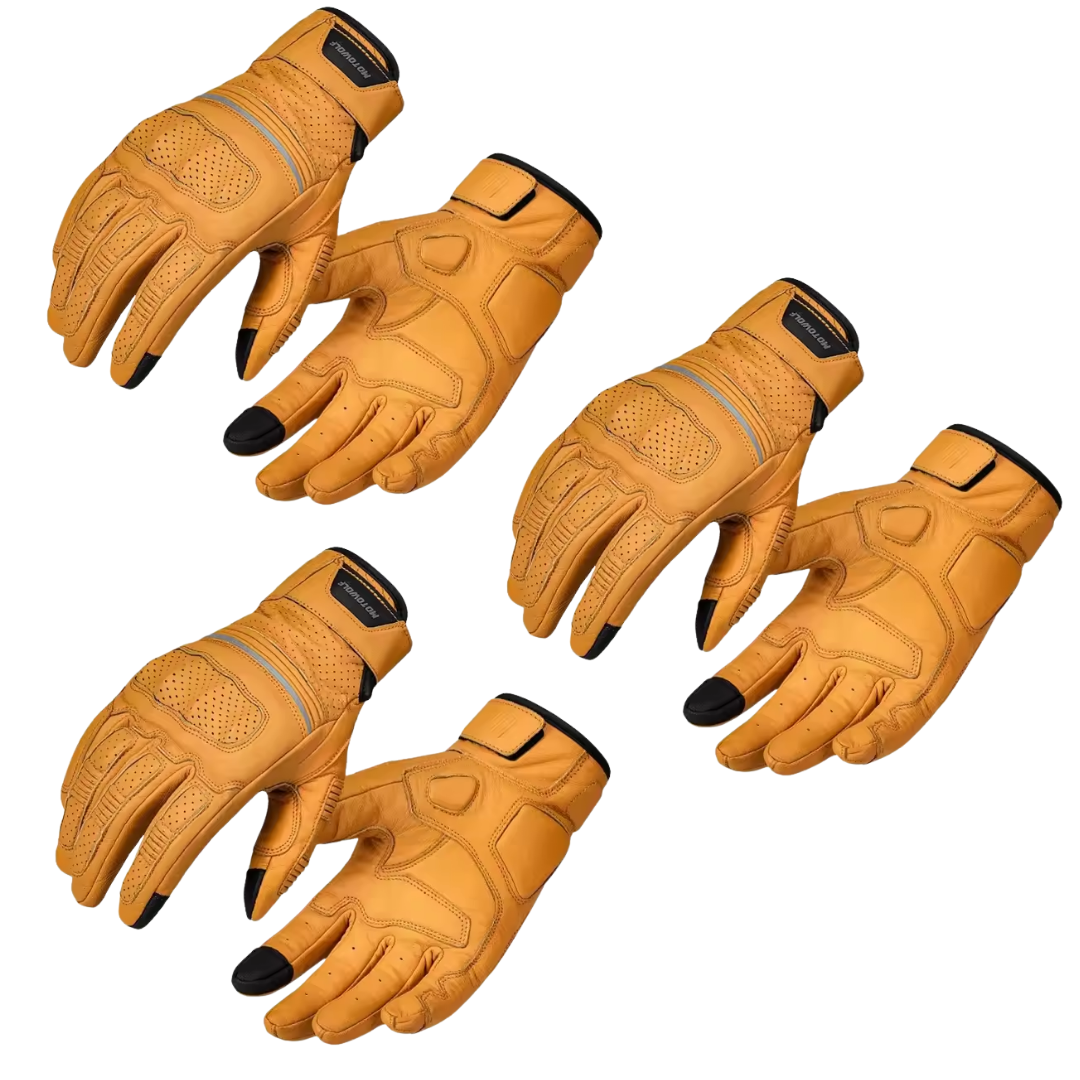 3PCs Dino Retro Perforated Leather Gloves