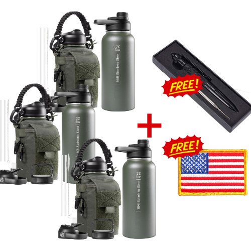 3 Chugzilla Bottles + Free Tactical Pen and US Flag Badge