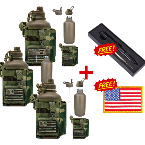 3 Chugzilla Bottles + Free Tactical Pen and US Flag Badge