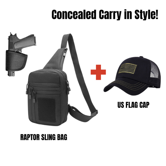 RAPTOR SLING BAG + USA FLAG CAP