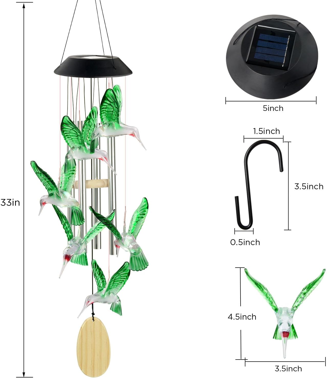 Hummingbird Solar Wind Chime