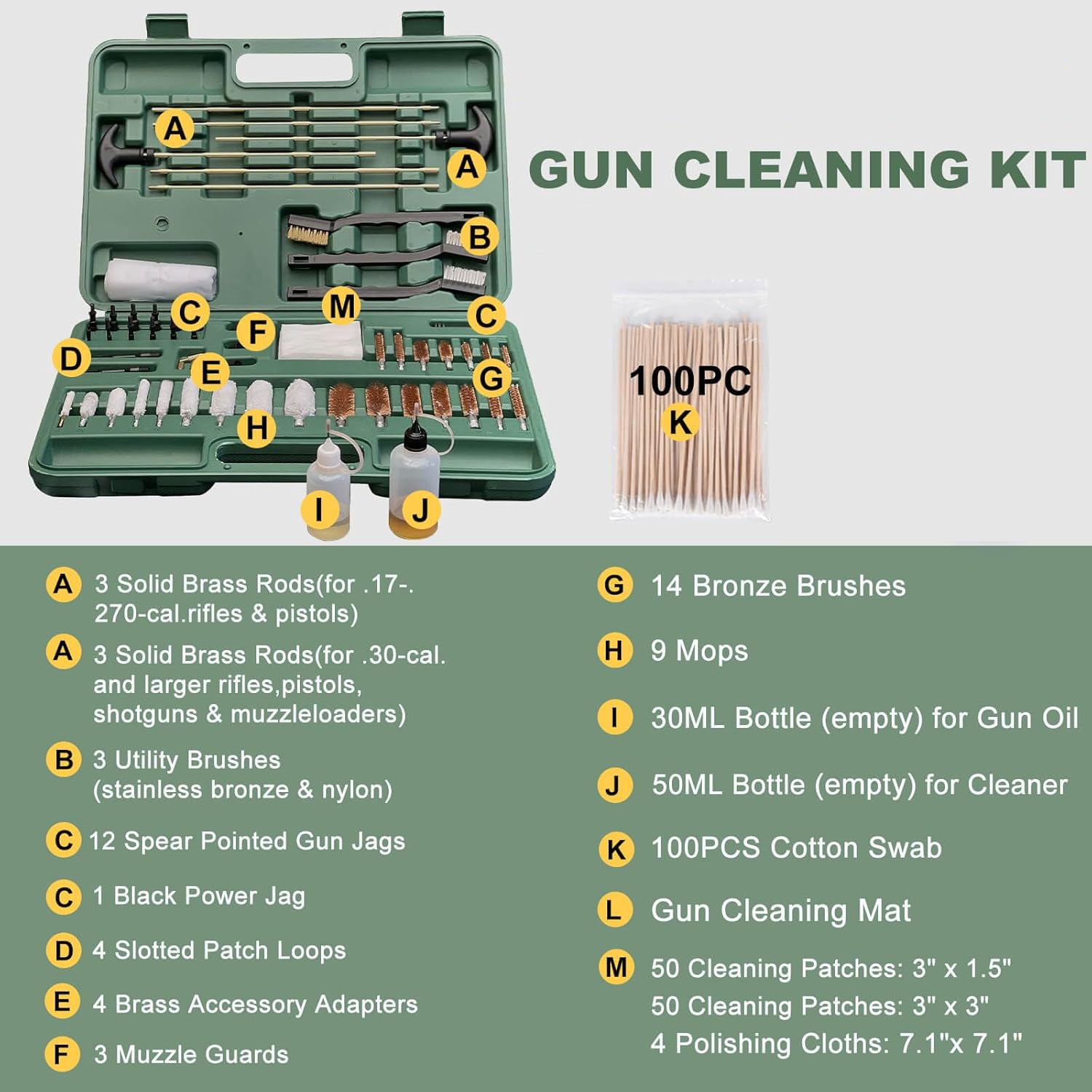 Broomstick gun cleaning kit