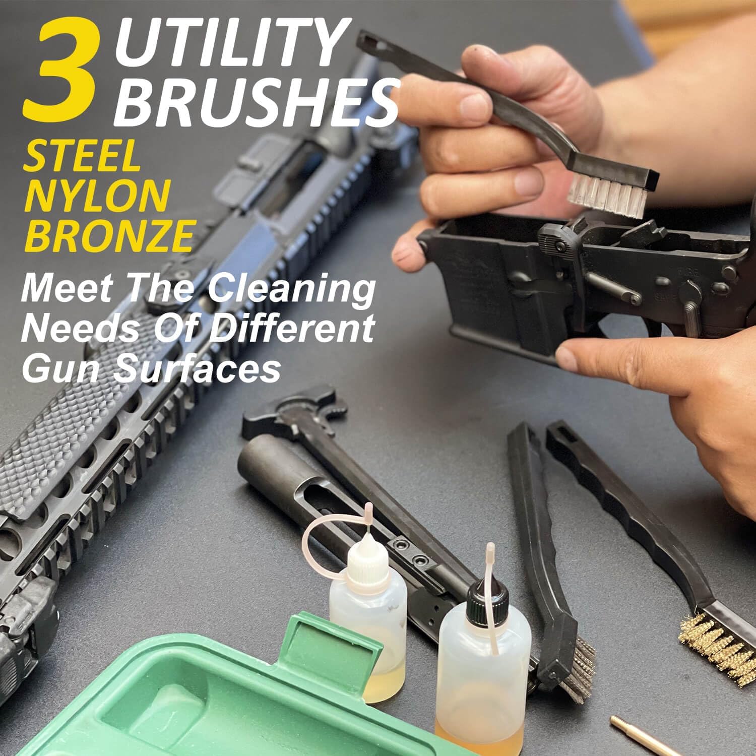 Broomstick gun cleaning kit