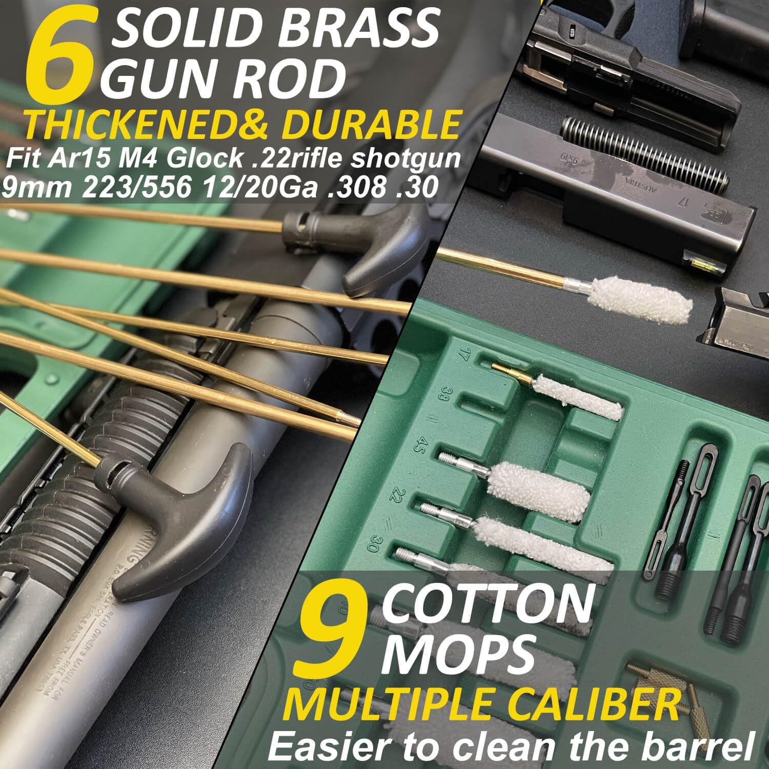 Broomstick gun cleaning kit