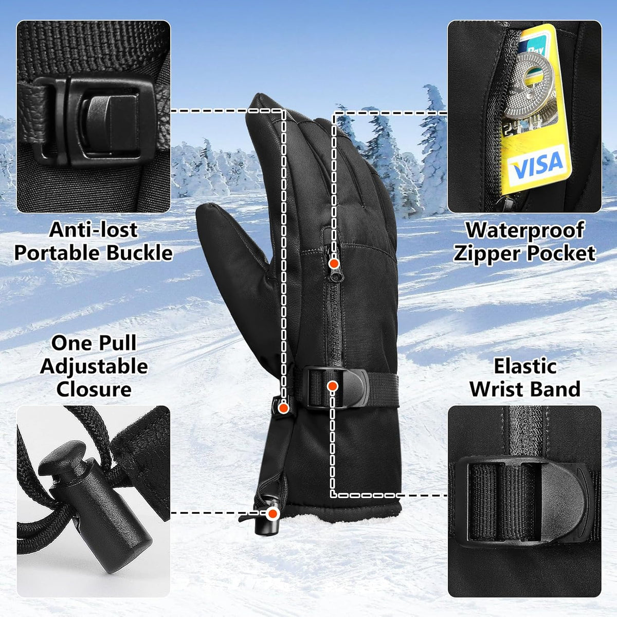 Waterproof Ski Gloves for Kids & Adults