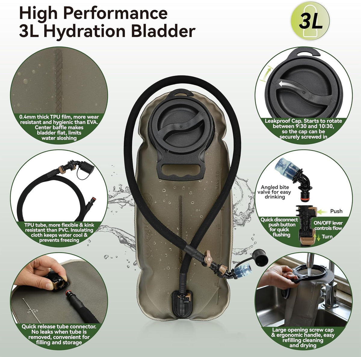 2-in-1 MOLLE Tactical Hydration Pack (3L)