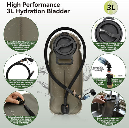 2-in-1 MOLLE Tactical Hydration Pack (3L)
