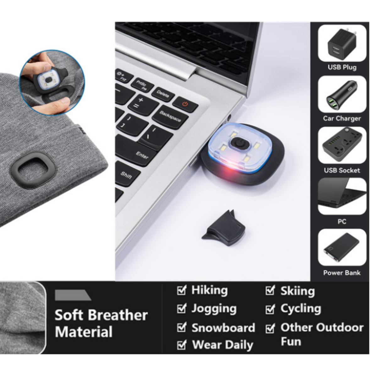 USB-Rechargeable Led Lighted Beanie