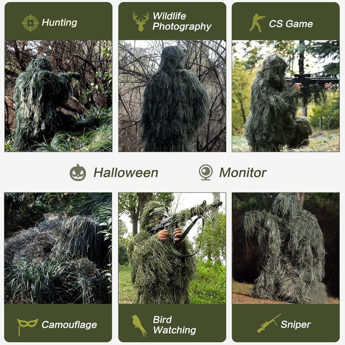 5-in-1 Ghillie Hunting Camouflage Suit