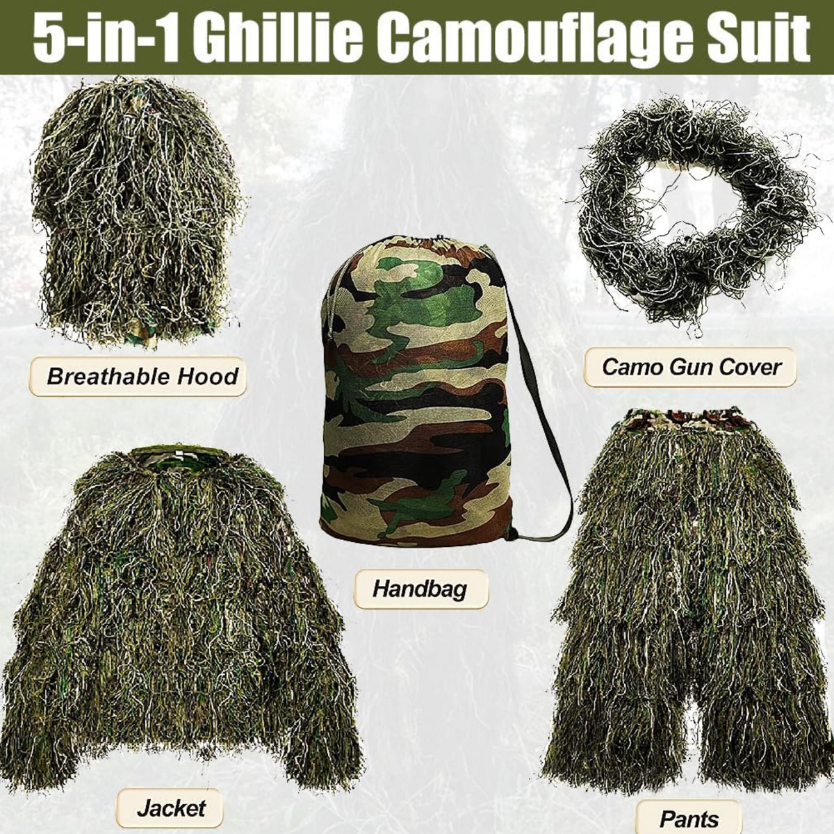 5-in-1 Ghillie Hunting Camouflage Suit