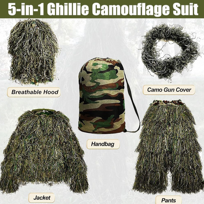 5-in-1 Ghillie Hunting Camouflage Suit