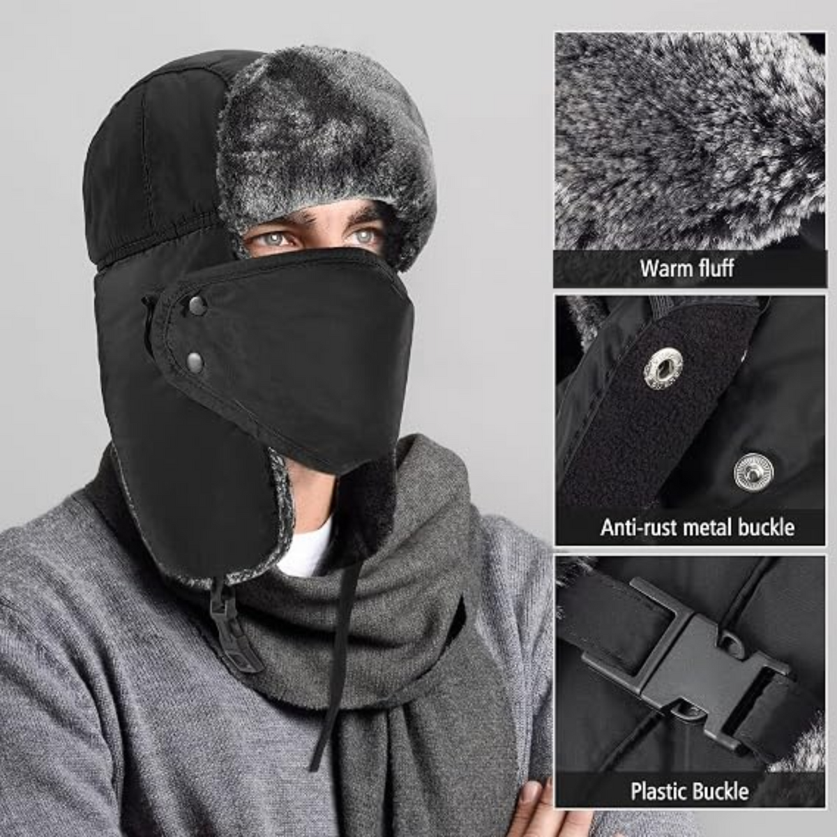Winter Trapper Hat With Windproof Mask