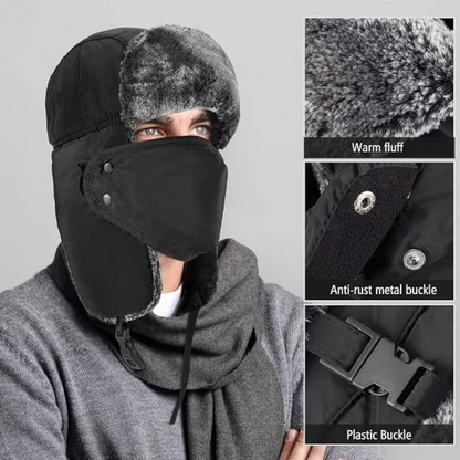 Winter Trapper Hat With Windproof Mask
