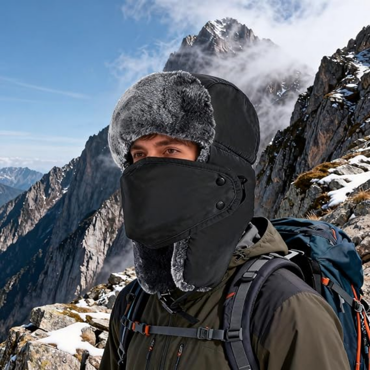 Winter Trapper Hat With Windproof Mask