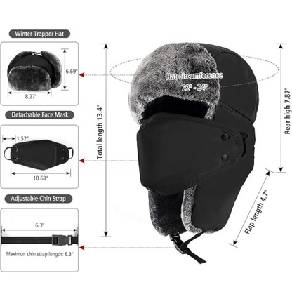 Winter Trapper Hat With Windproof Mask