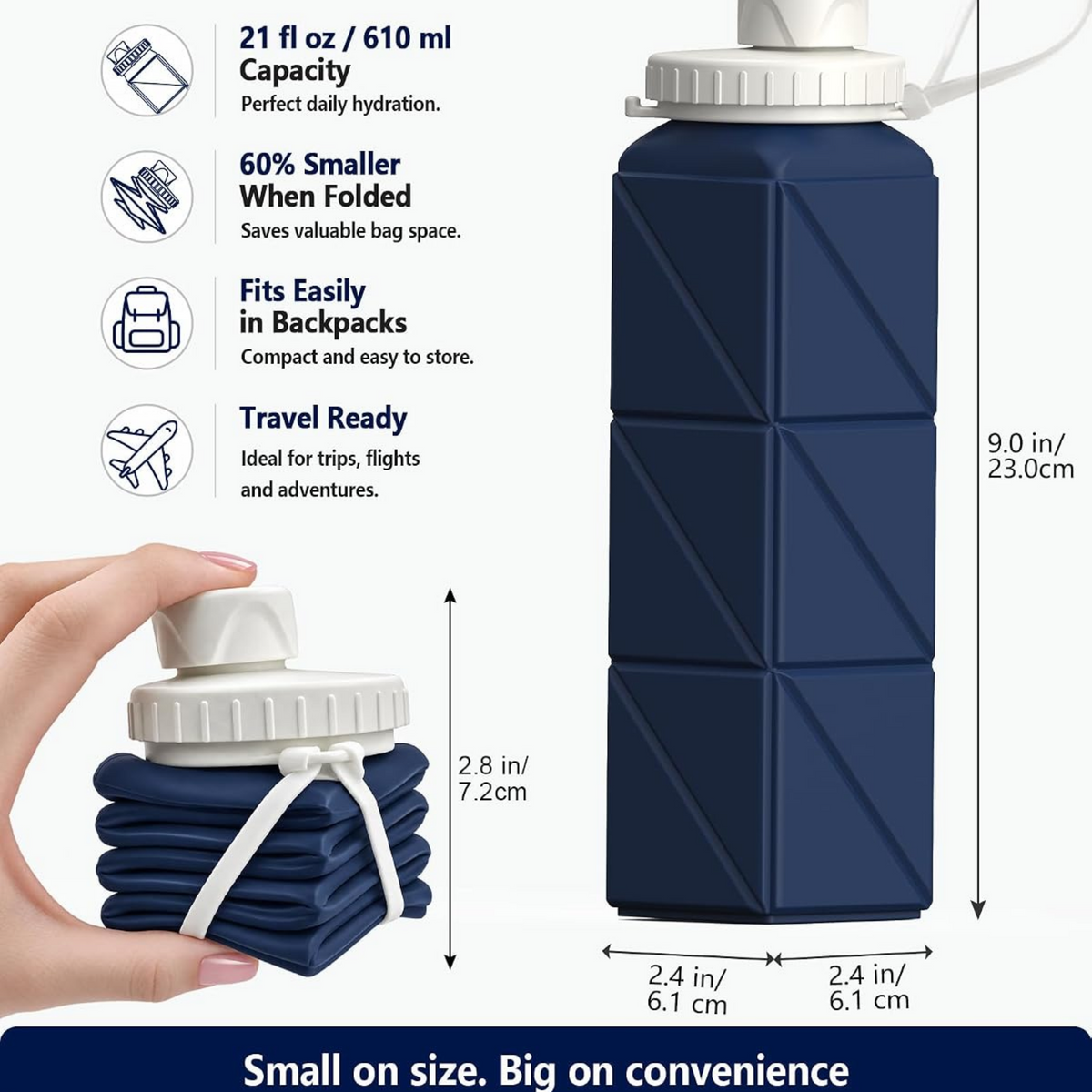Collapsible Silicone Water Bottle 610ml