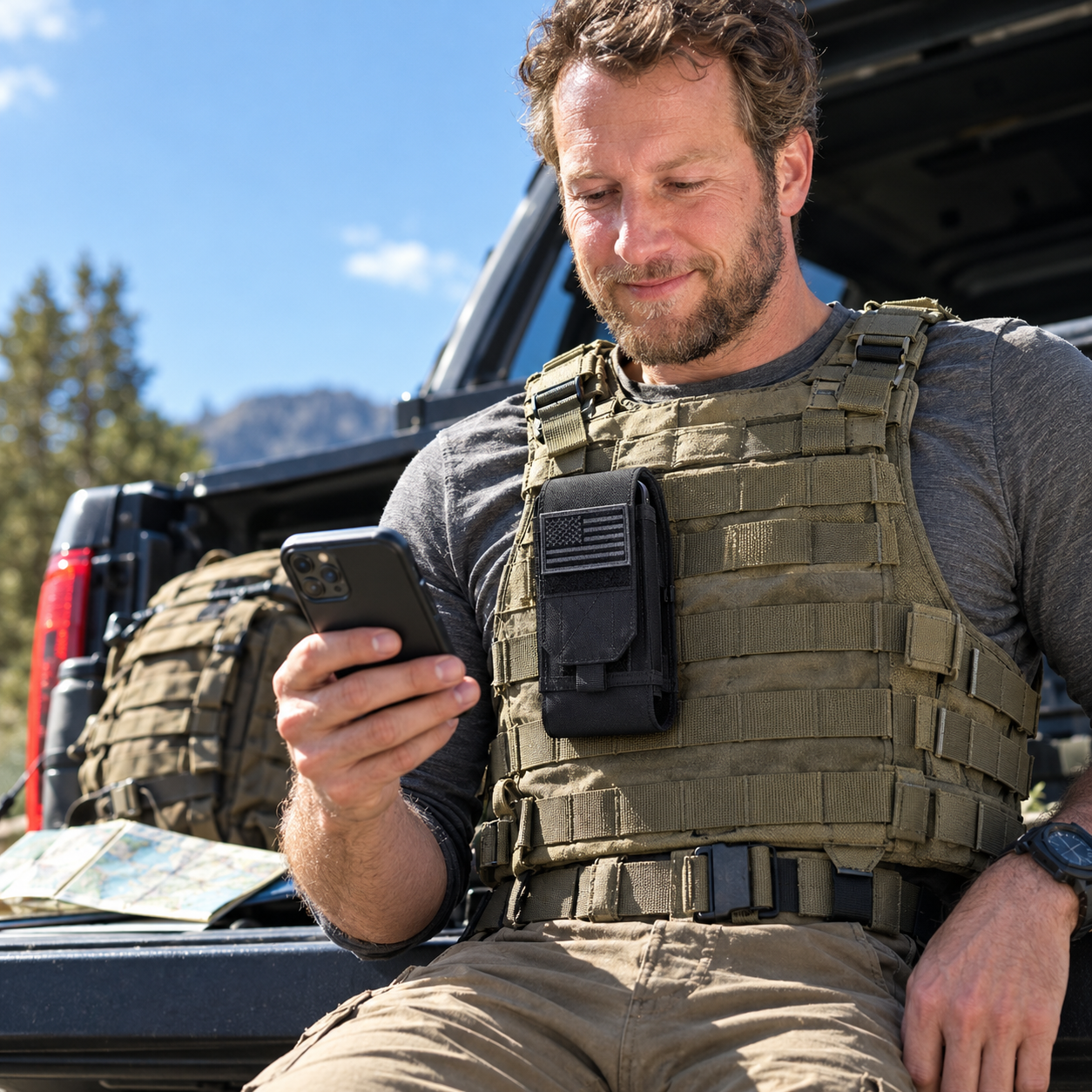 US Flag Molle Phone Holster