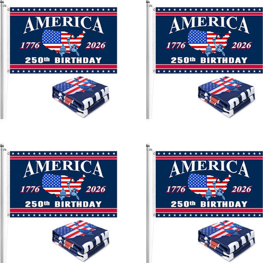 4 America 250th Birthday Flags