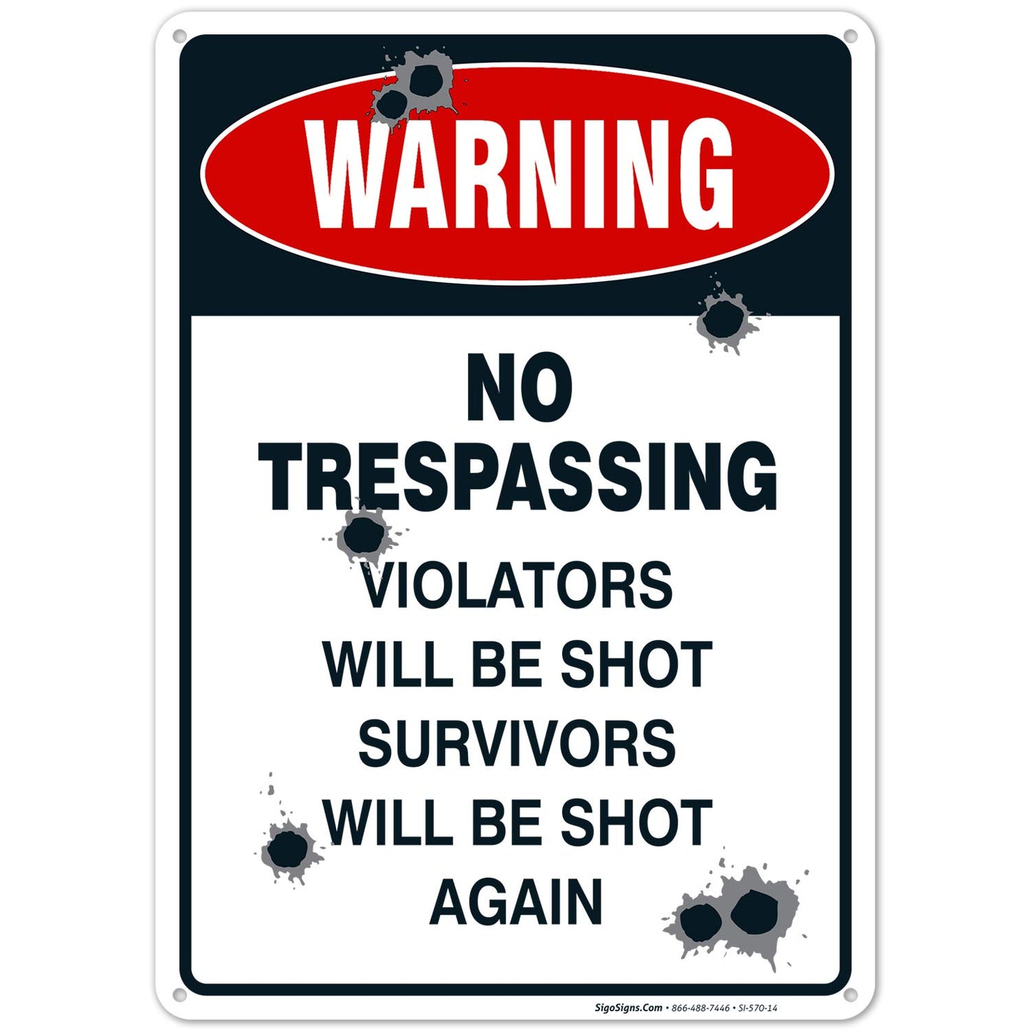 2-Pack No Trespassing Sign, Violators Will Be Shot