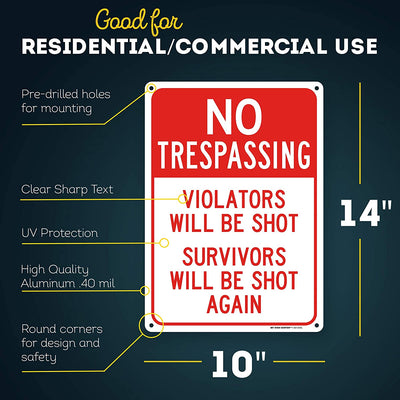 Pack 2 No Trespassing Violators Will Be Shot