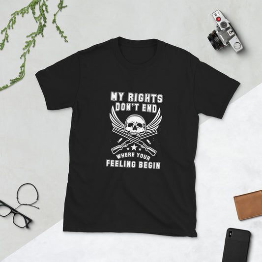 Camiseta unisex de manga corta Mis derechos no terminan donde comienzan tus sentimientos