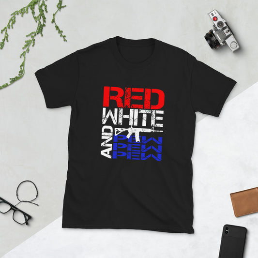 Red White And Pew Pew Pew Short-Sleeve Unisex T-Shirt