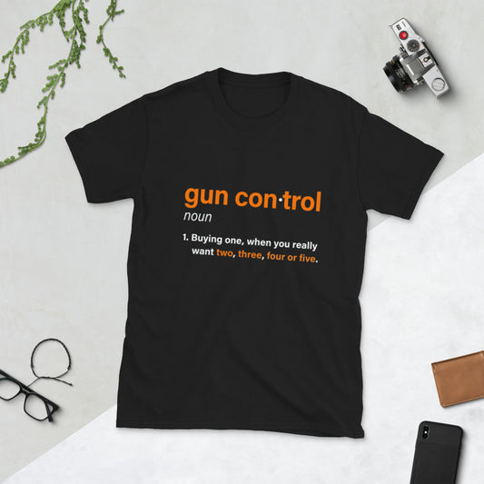 Camiseta unisex de manga corta de control de armas