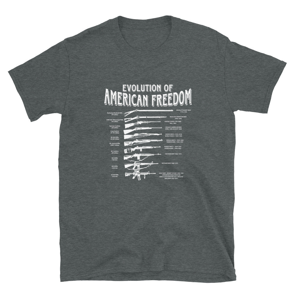 Camiseta unisex de manga corta Evolution of American Freedom