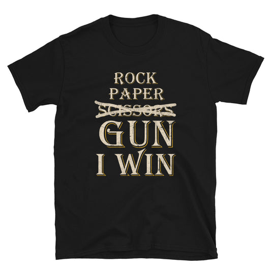 Rock paper Gun I gano camiseta unisex de manga corta