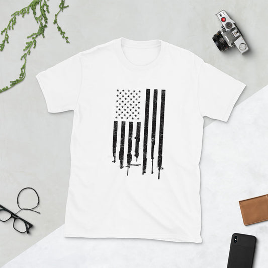 Camiseta unisex de manga corta con la bandera de la Segunda Enmienda