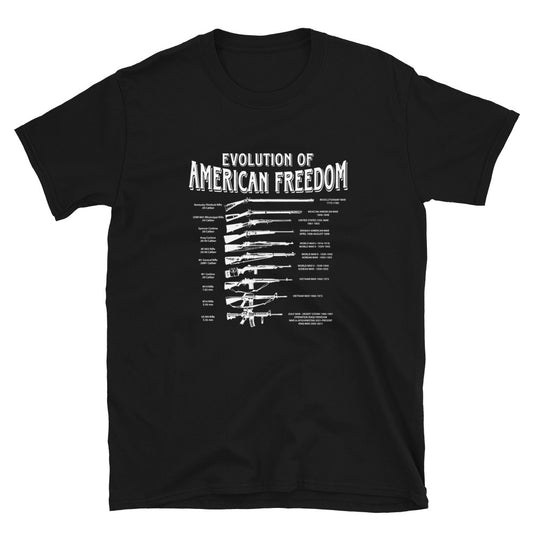 Camiseta unissex manga curta Evolution of American Freedom