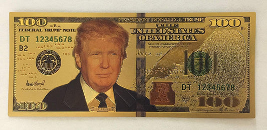 Autêntico POTUS Donald Trump $ 100 Bill (banhado a ouro 24kt)
