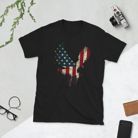 Camiseta unisex de manga corta con águila americana