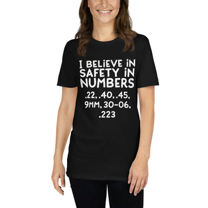 Camiseta unisex de manga corta Creo en el número de seguridad
