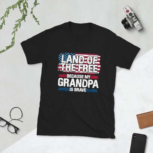 Tierra de los libres porque mi abuelo es valiente Camiseta unisex de manga corta