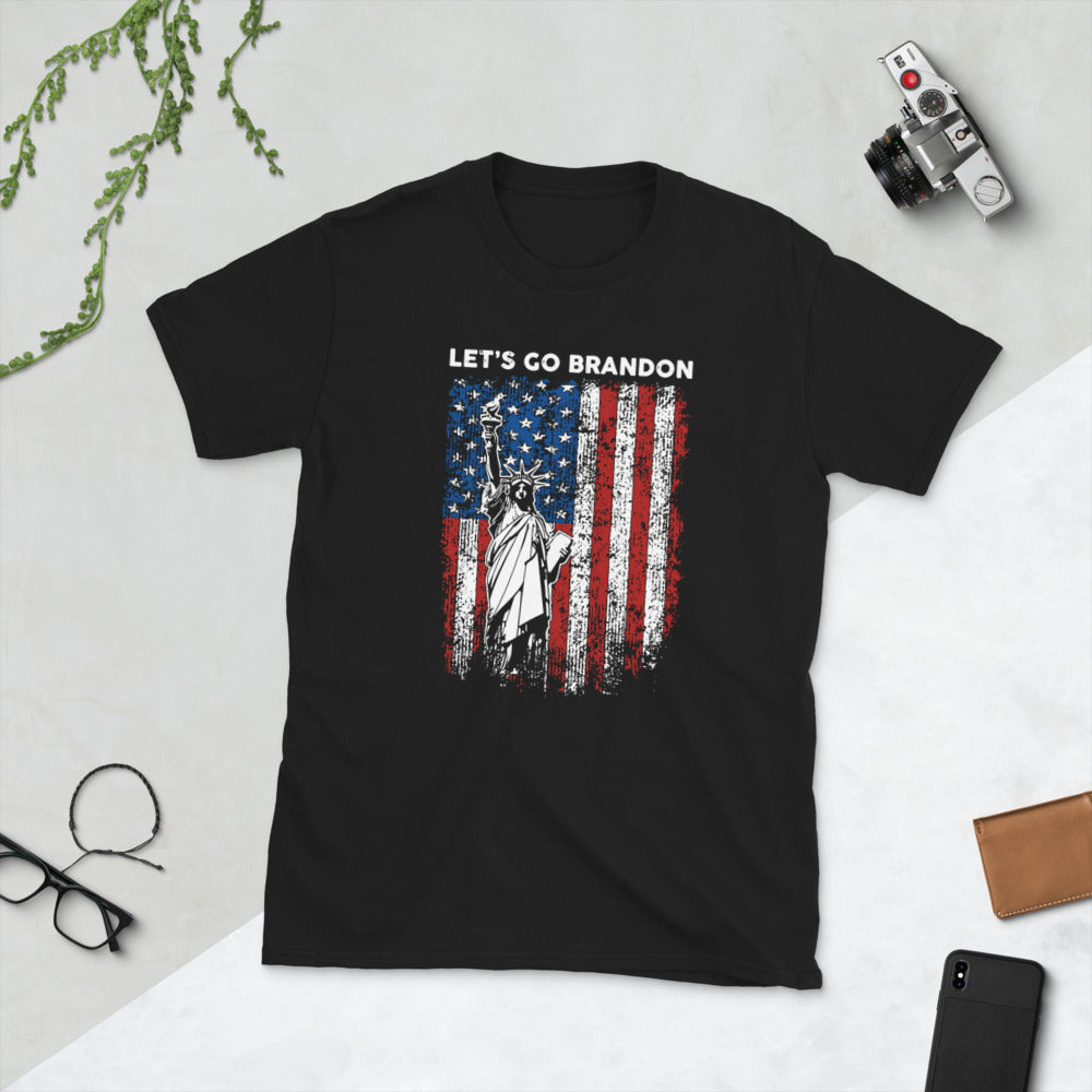 Let's go brandon statue of liberty American flag Short-Sleeve Unisex T-Shirt