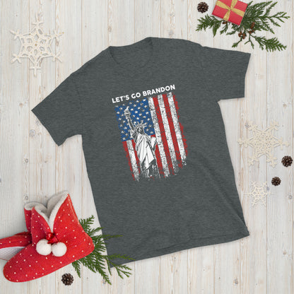 Let's go brandon statue of liberty American flag Short-Sleeve Unisex T-Shirt